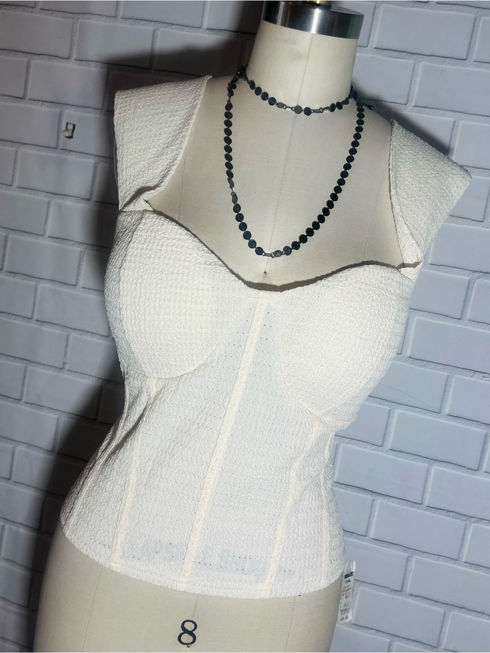 White Structured Cap-Sleeve Bustier Top - Brand Unspecified